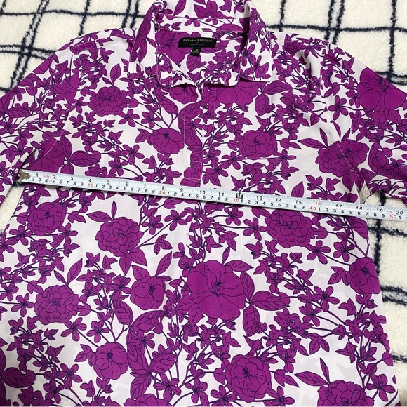 Banana Republic Boyfriend Fit Floral Button Front & Back Blouse Size M - Picture 13 of 17